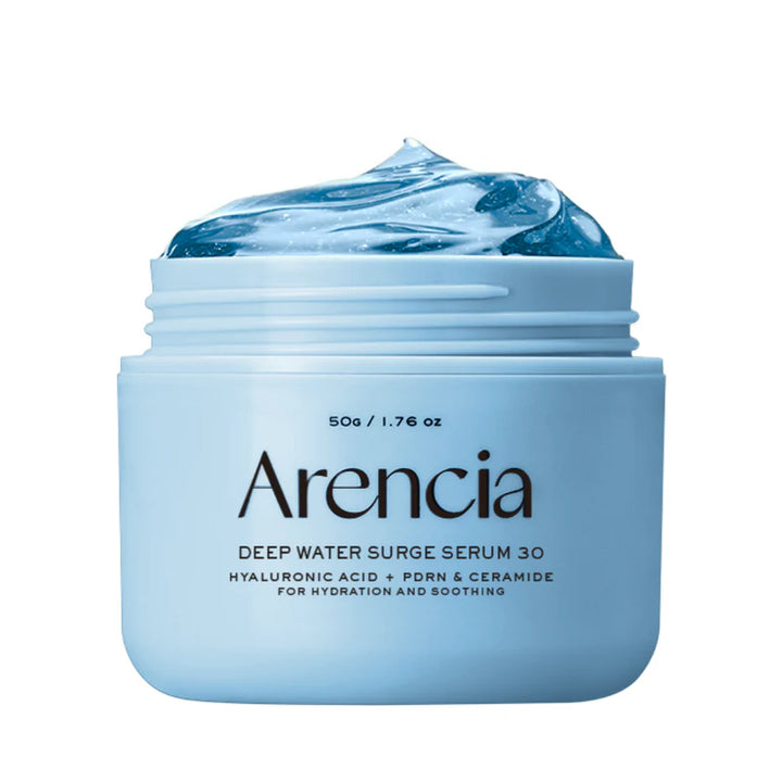 Arencia Deep Water Surge Serum 30ml in a sleek dropper bottle, designed for hydrating and revitalizing skin.