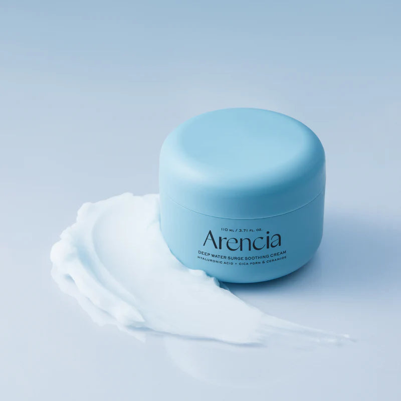 Arencia Deep Water Surge Soothing Cream in 110ml jar, hydrating face cream with a lightweight, soothing texture for sensitive skin.