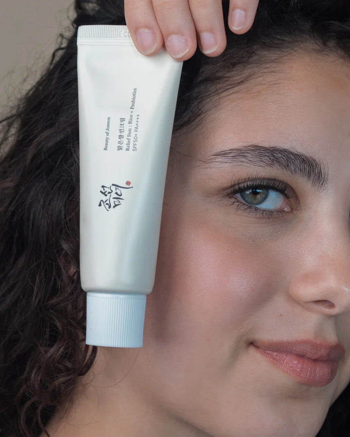 Nuaglow Rutine mod pigmentering skincare routine with Beauty Of Joseon Relief Sun Rice probiotics SPF50 PA.