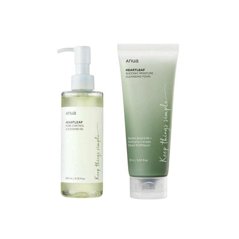 ANUA dobbeltrens bottle with a sleek design, featuring a pump top and clear label showcasing its cleansing properties.