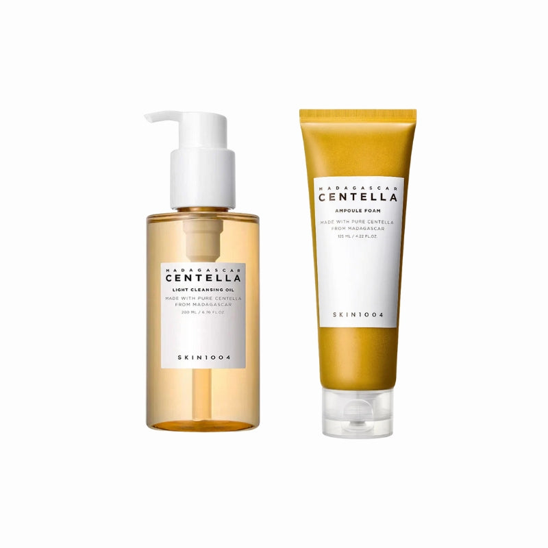 SKIN1004 dobbeltrens cleansing product in a sleek bottle with a minimalist design on a neutral background.