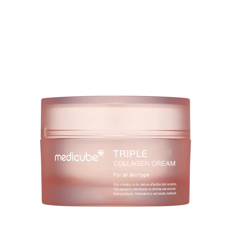 Medicube Triple Collagen Cream 4.0 in a 50ml jar, a hydrating face cream with collagen for skin elasticity and moisture.