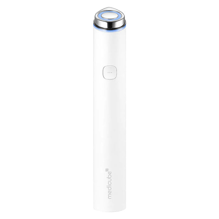 Medicube AGE-R Booster PRO Mini White skincare product in a sleek white bottle, shown on a clean product display.