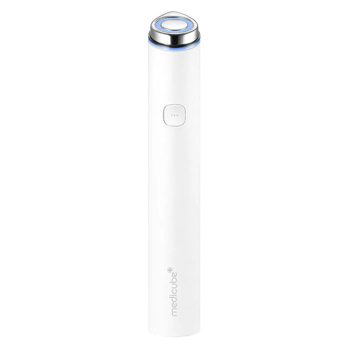 Medicube AGE-R Booster PRO Mini White skincare product in a sleek white bottle, shown on a clean product display.