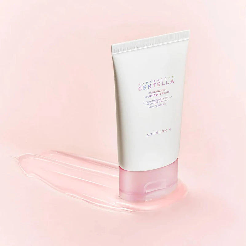 SKIN1004 Poremizing Light Gel Cream 75ml, a lightweight facial moisturizer with a gel texture, suitable for all skin types.
