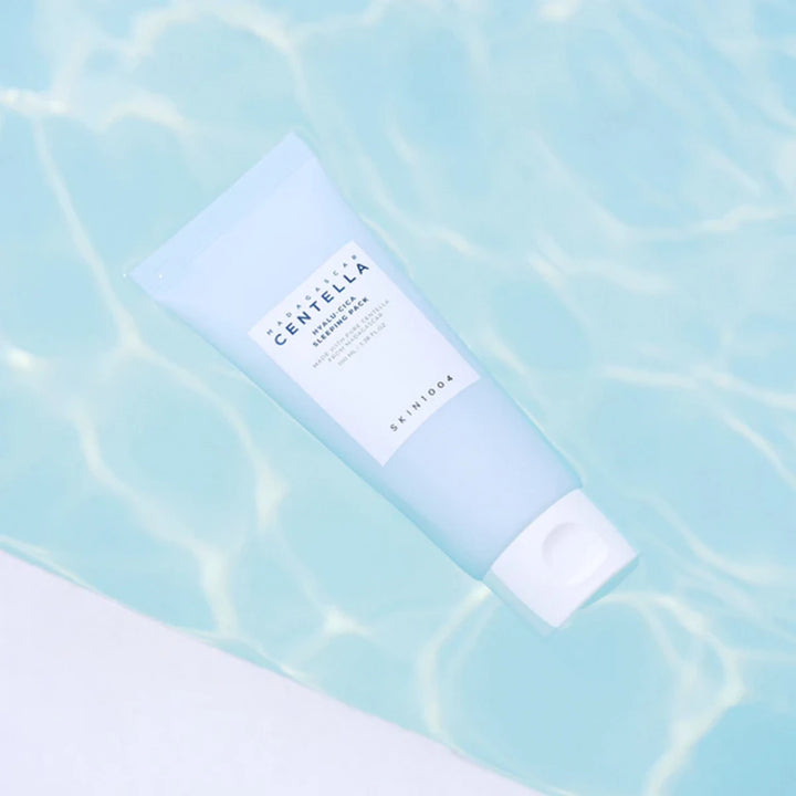 SKIN1004 Hyalu-Cica Sleeping Pack in 100ml jar, hydrating skin care with centella and hyaluronic acid, shown in the image.