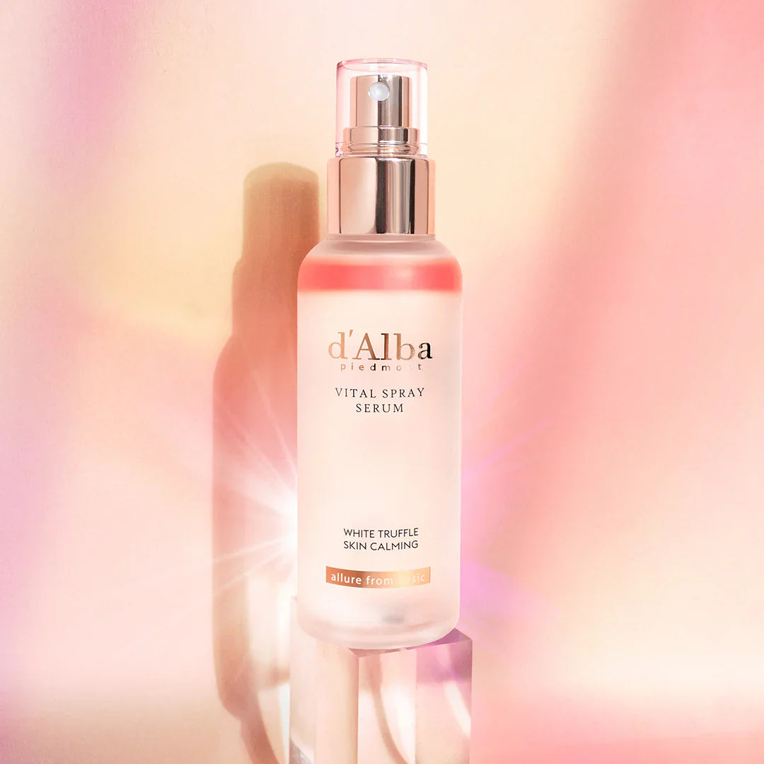 d'Alba White Truffle Vital Spray Serum in a 100ml bottle, featuring a sleek design and clear labeling.
