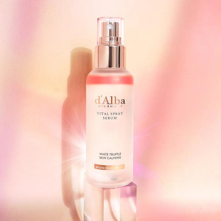 d'Alba White Truffle Vital Spray Serum in a 100ml bottle, featuring a sleek design and clear labeling.